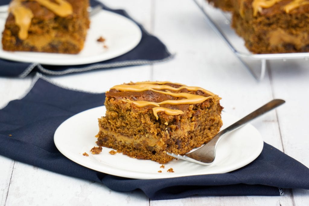 Sticky Toffee Pudding Traybake on a plate