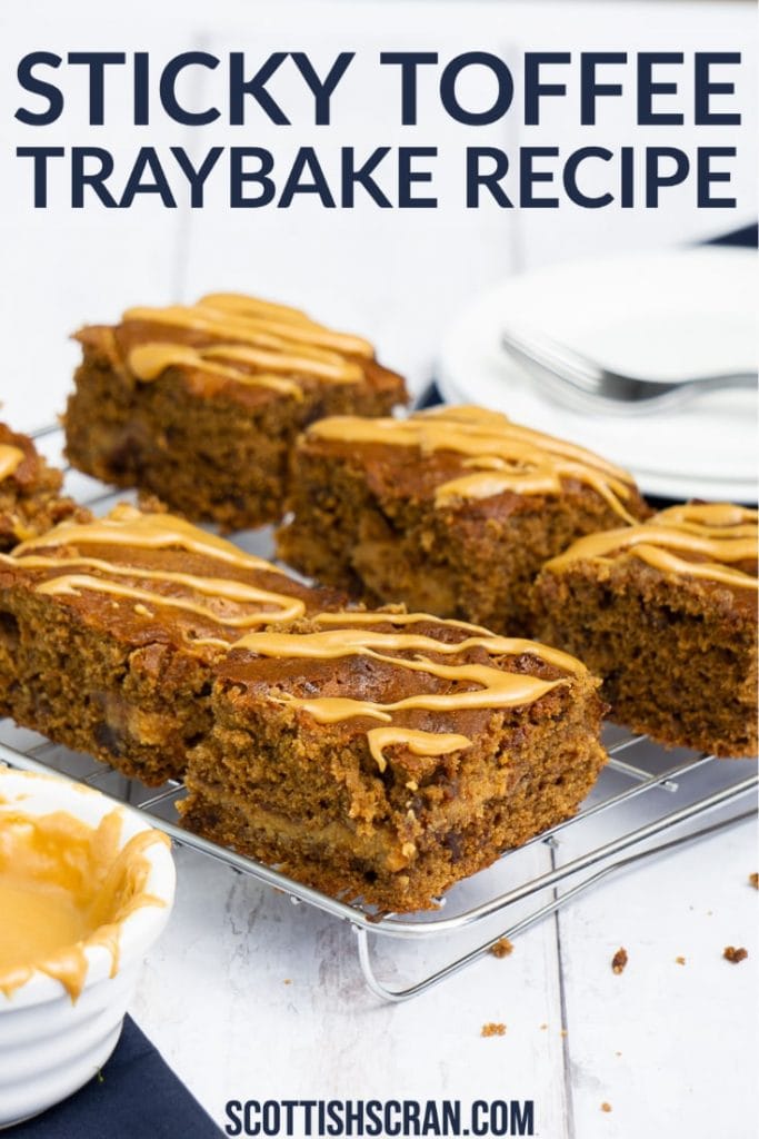 Sticky Toffee Pudding Traybake Recipe | How to make a Sticky Toffee Traybake | Sticky Toffee Brownie Recipe | Sticky Toffee Cake Recipe | Sticky Date Pudding Traybake | Sticky Date Pudding Slice | Sticky Date Slice | Sticky Date Traybake | Scottish Recipes