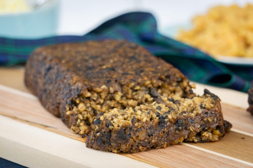 Vegetarian Haggis load on a chopping board
