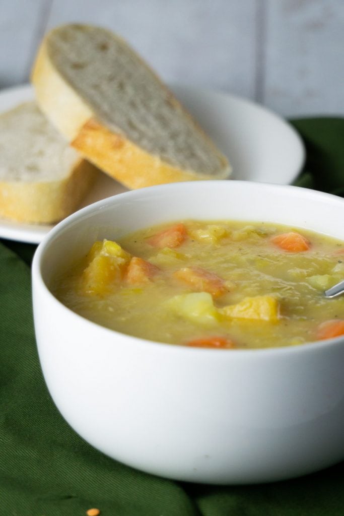 Bowl of Scottish Lentil Soup with bread